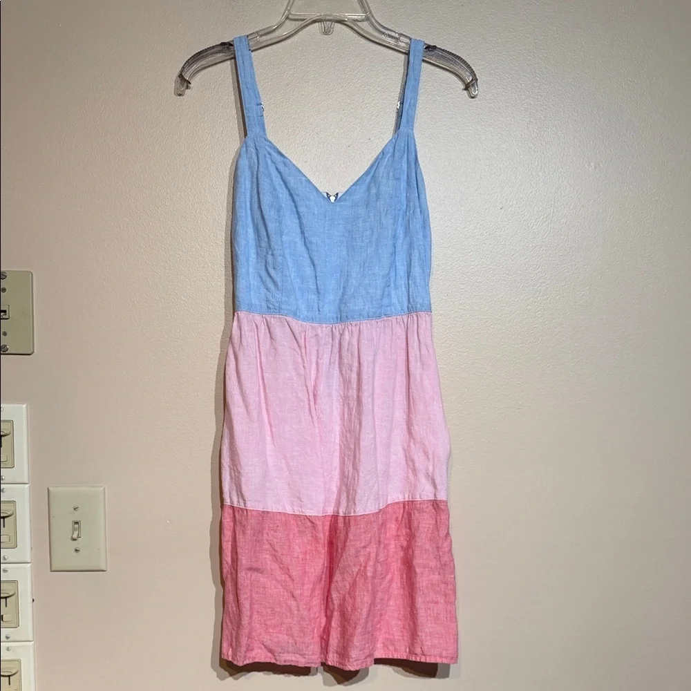 cynthia rowley blue linen dress Cynthia Rowley Linen Dress with Blue Accents